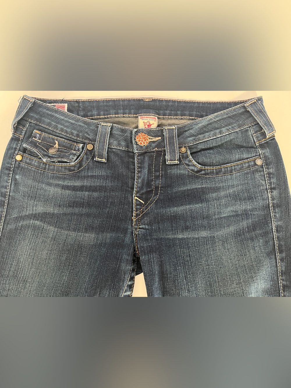 True Religion Jewelled Buttons Y2K Style Low-Rise Jeans